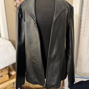 Black Genuine Leather Jacket Blazer Style Women’s Large East 5th
